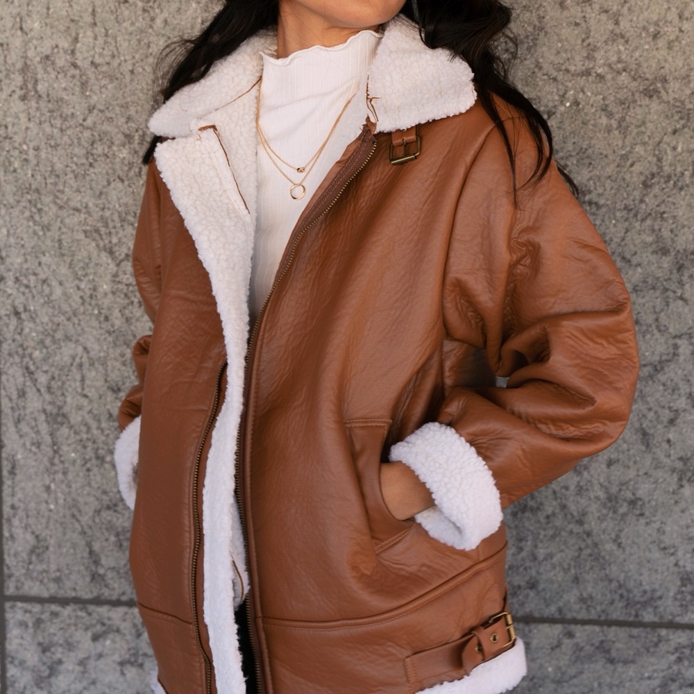 Warm brown aviator jacket